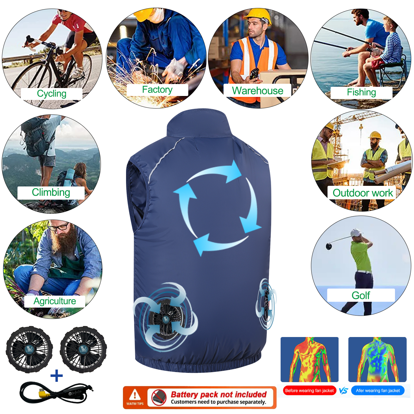 USB Cooling Fan VestG-MACHT Su - مراجعة Outdoor Power Not Working وسعره