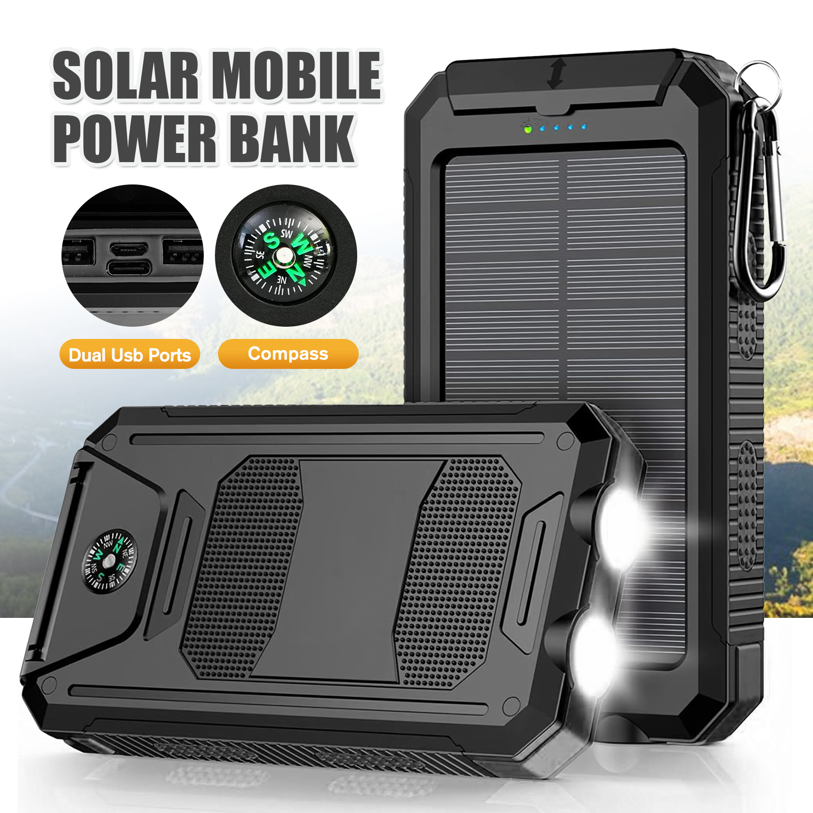 10000mAh Solar Power Bank Port - مراجعة Outdoor Power Wire وسعره